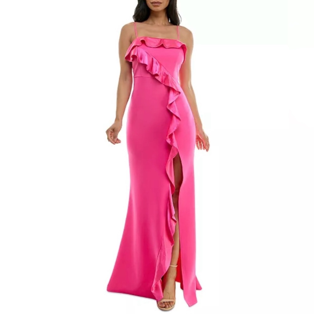Hot Pink Sleeveless Maxi Dress Ruffle Size L